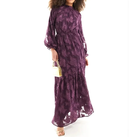 NWT ASOS | High Neck Jacquard Statement Maxi Dress 10/12/14 - Picture 2 of 10